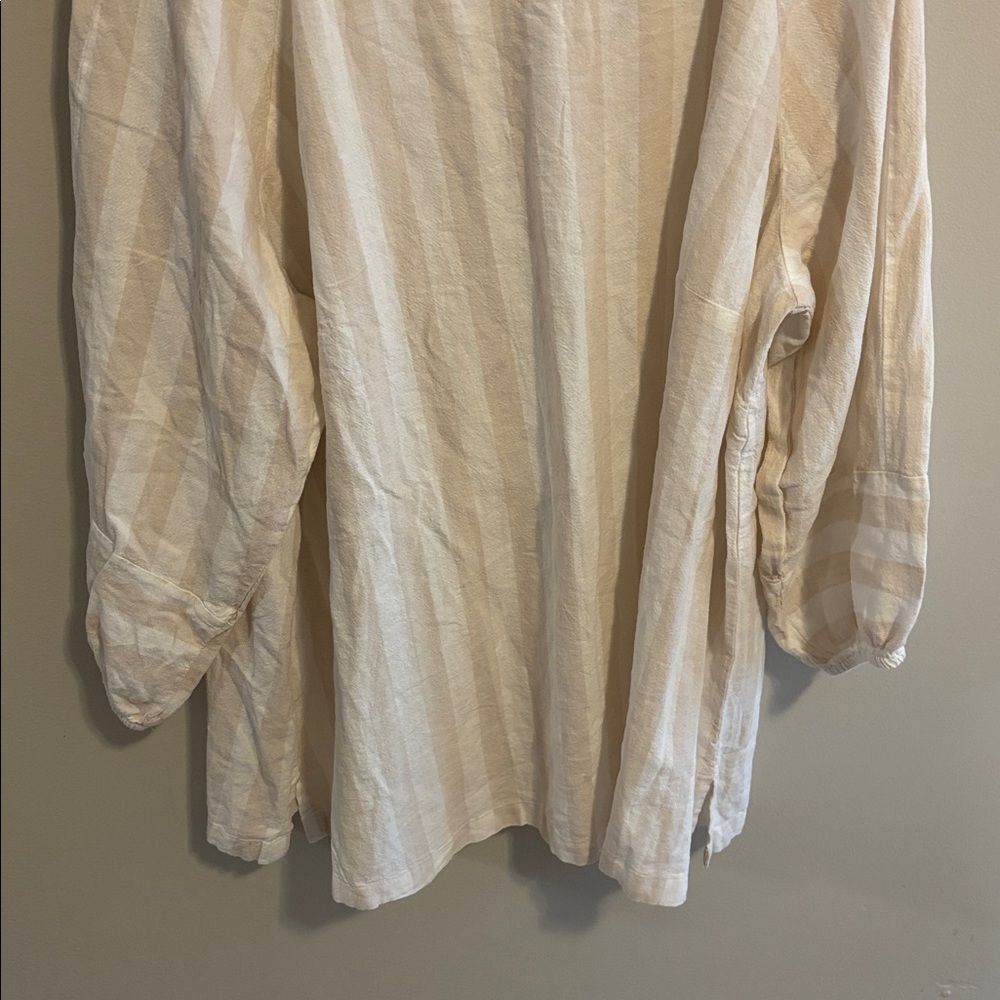LOFT Beige Striped Blouse nwt size 20 linen blend - Picture 3 of 6